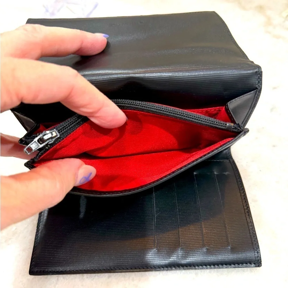 Chanel Black and White Travel Line Nylon Bifold Long Wallet